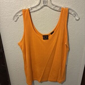 vtg orange tank top 100% silk ribbed med CO logo